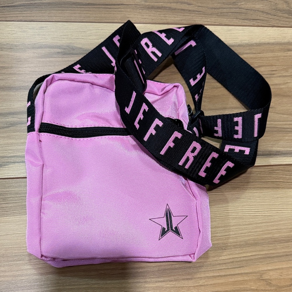 Jeffree Star Pink Crossbody Bag with Black Strap